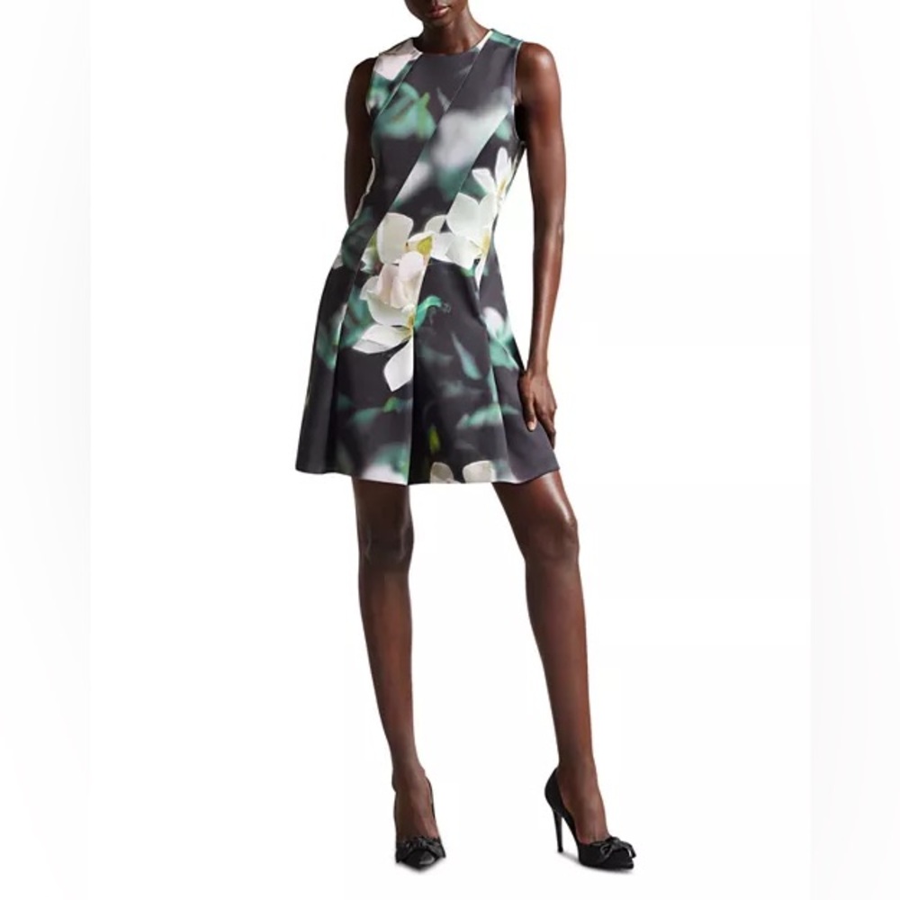 Ted Baker Maggnie Floral Print Neoprene Skater Dress, Women's Size 2 - Picture 2 of 7